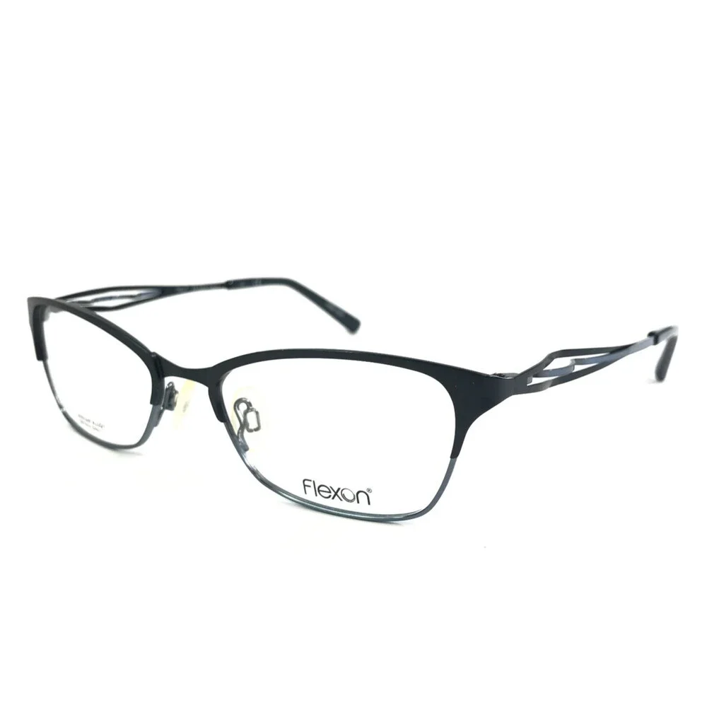 Flexon Eyeglasses Frames LUCILLE 412 Navy Blue Cat Eye Titanium 52-17-140